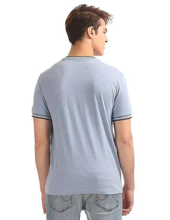 GAP Men Blue Tipped Neck Logo Tee