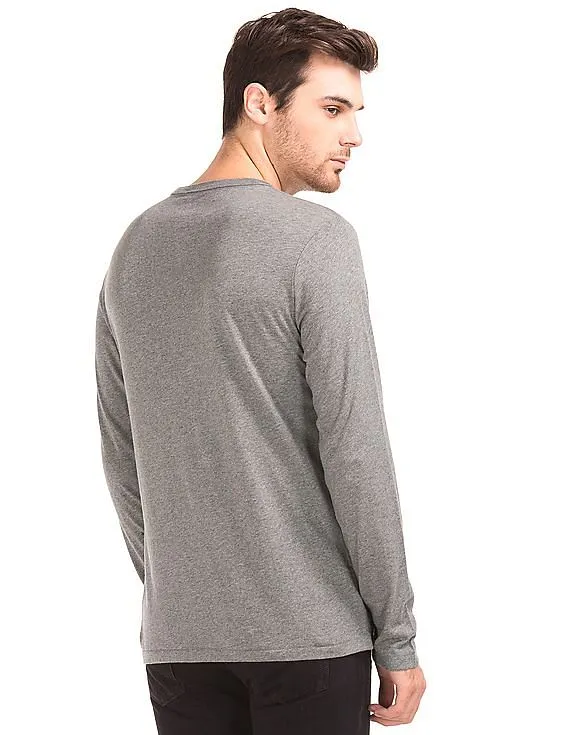 GAP Men Grey Long Sleeve Ombre Logo Tee