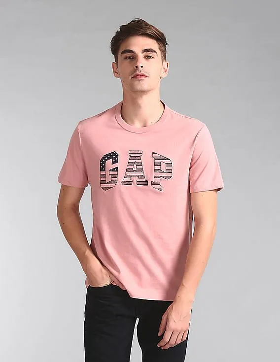 GAP Men Pink Flag Logo Tee