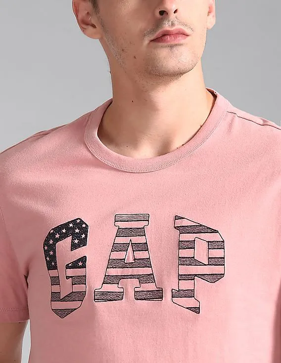 GAP Men Pink Flag Logo Tee