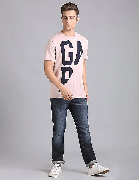 GAP Men Pink Spliced Gap Logo Tee