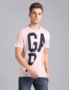 GAP Men Pink Spliced Gap Logo Tee