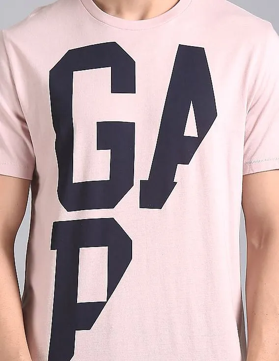 GAP Men Pink Spliced Gap Logo Tee