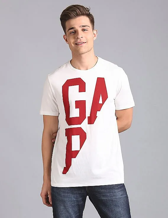 GAP Men White Spliced Gap Logo Tee