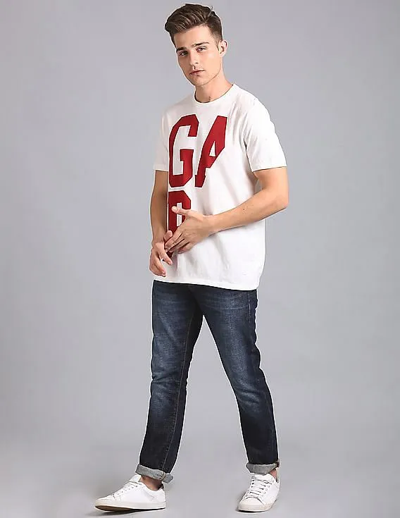 GAP Men White Spliced Gap Logo Tee