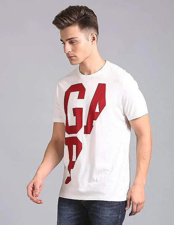 GAP Men White Spliced Gap Logo Tee