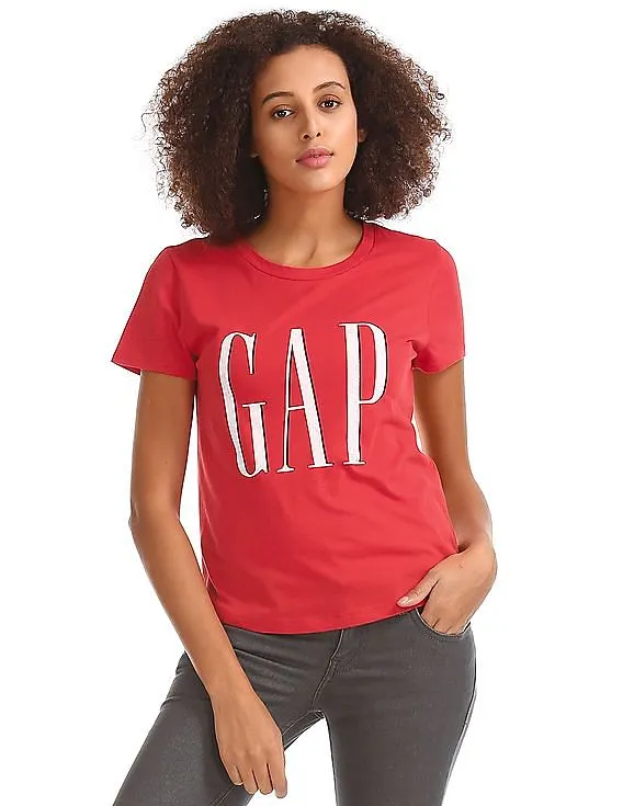 GAP Women Red Americana Logo Tee