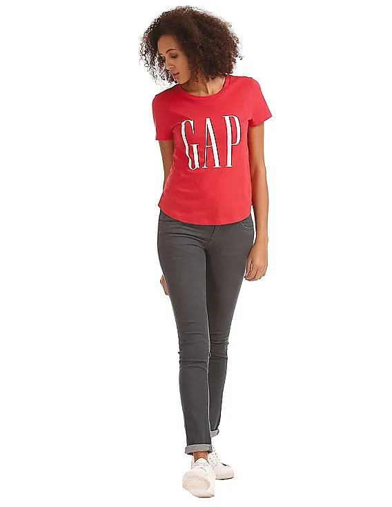 GAP Women Red Americana Logo Tee