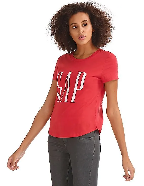 GAP Women Red Americana Logo Tee