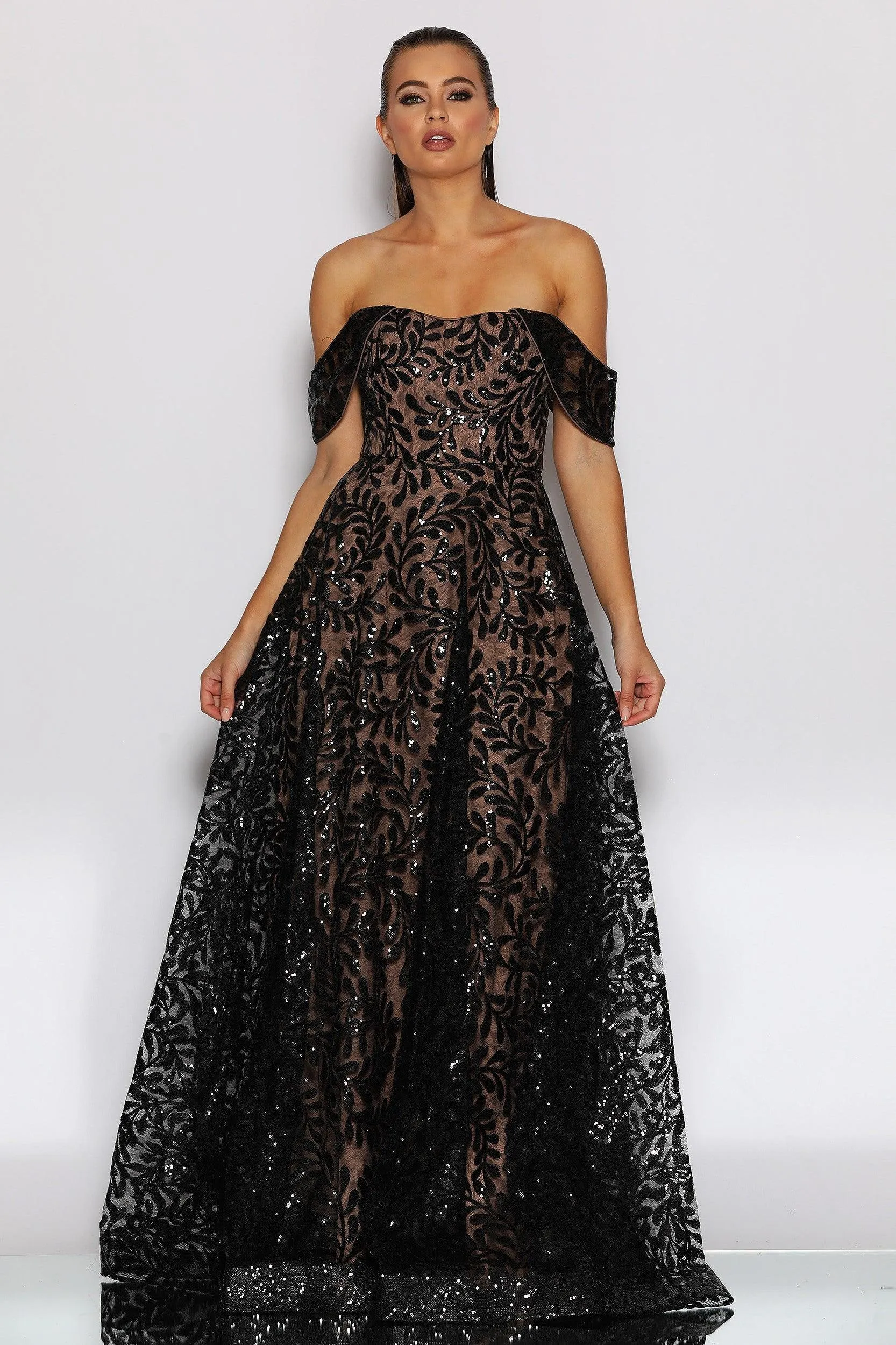 Gemma Gown - Black/Nude