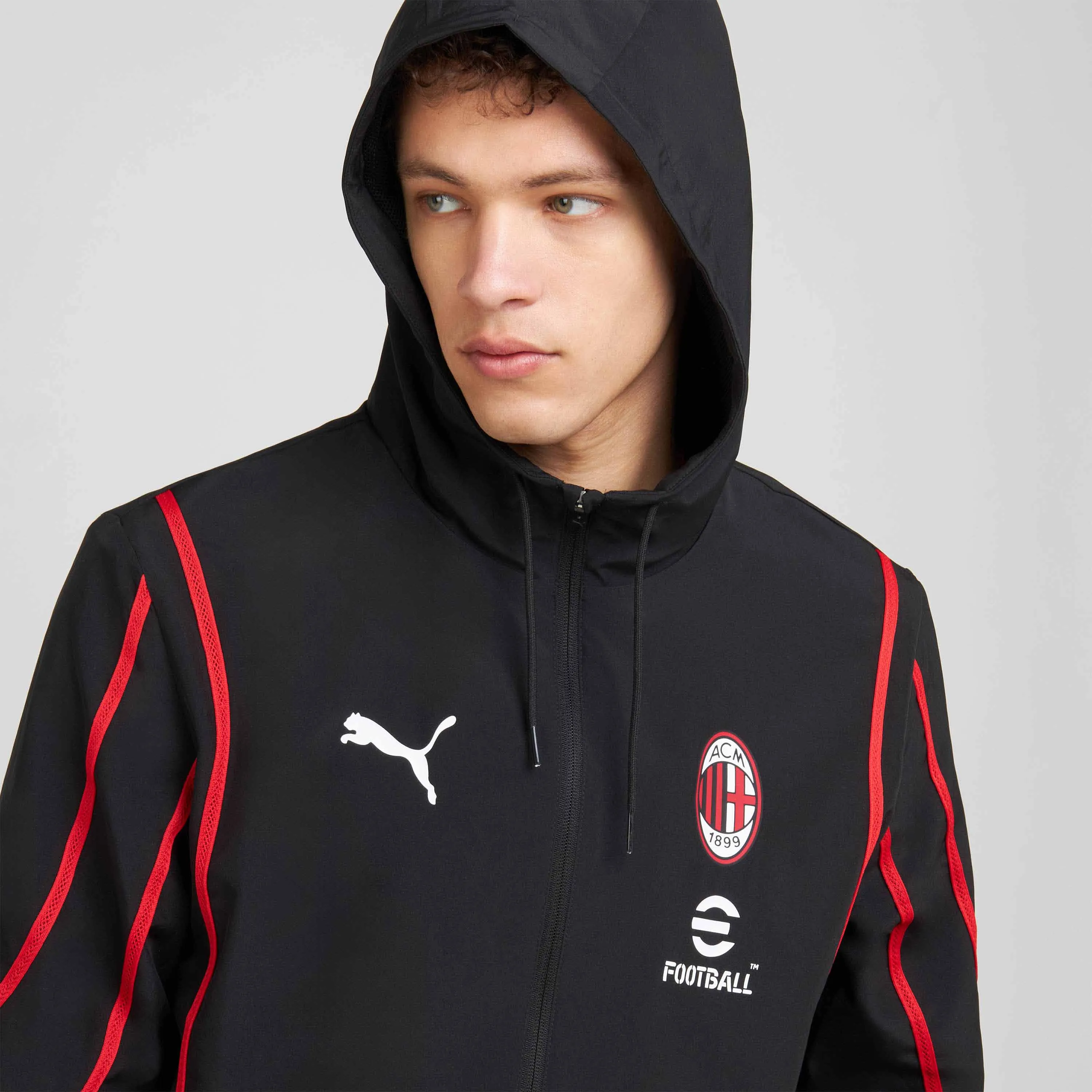 GIACCA MILAN PREMATCH 2024/25 CON ZIP E CAPPUCCIO