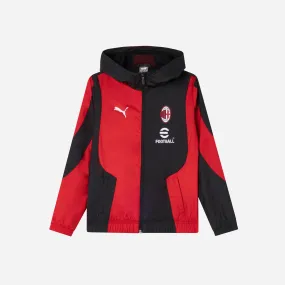 GIACCA MILAN PREMATCH BAMBINO 2024 CON ZIP E CAPPUCCIO