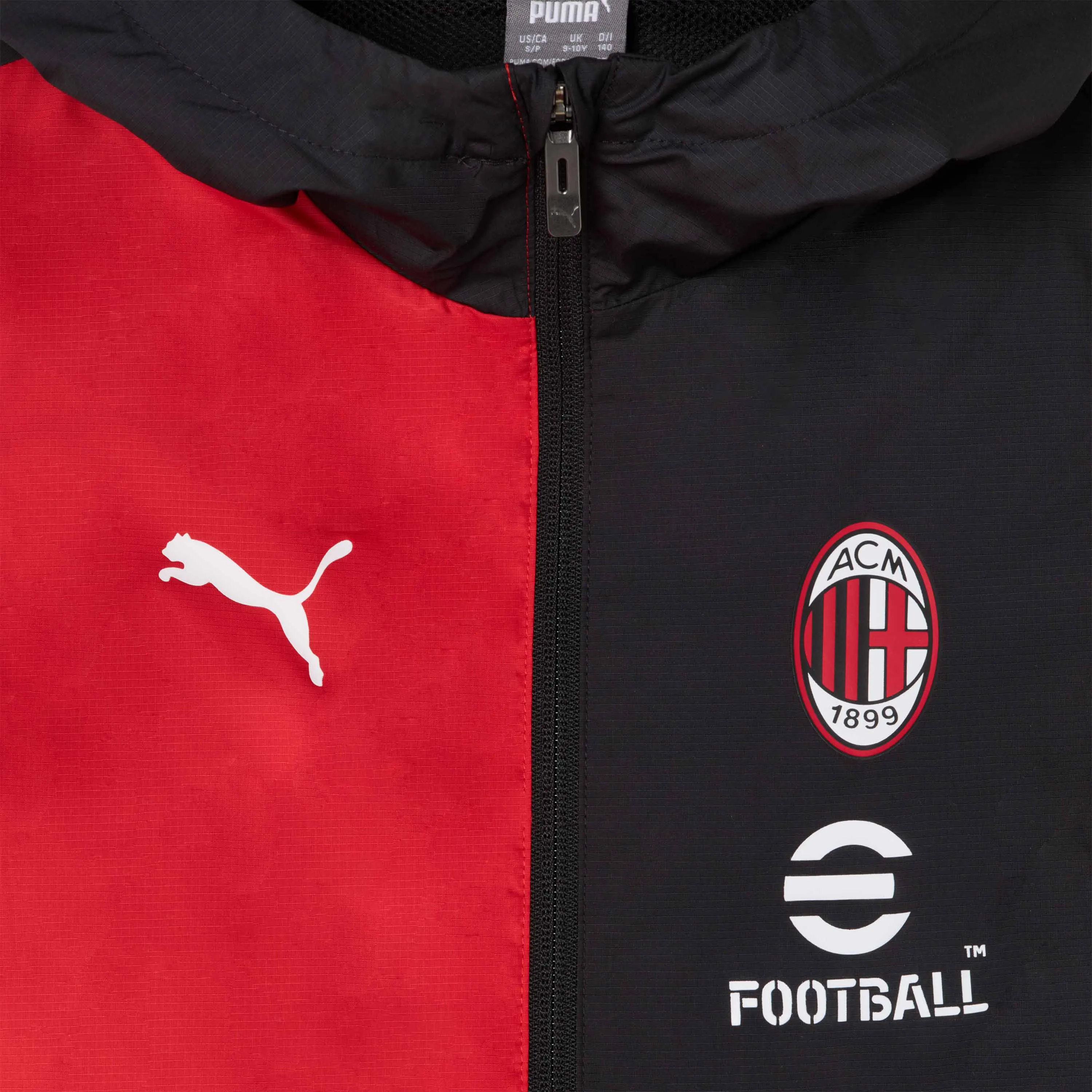 GIACCA MILAN PREMATCH BAMBINO 2024 CON ZIP E CAPPUCCIO