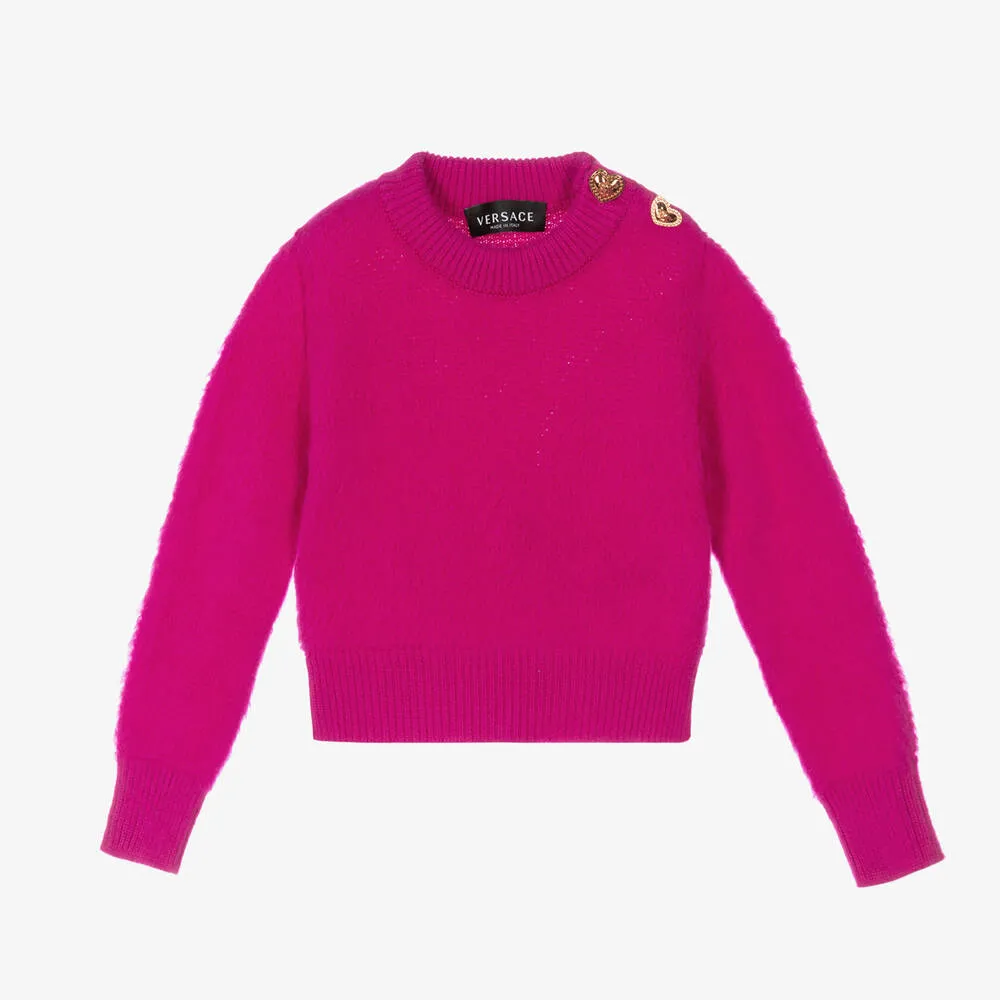 Girls Pink Wool Knit Sweater