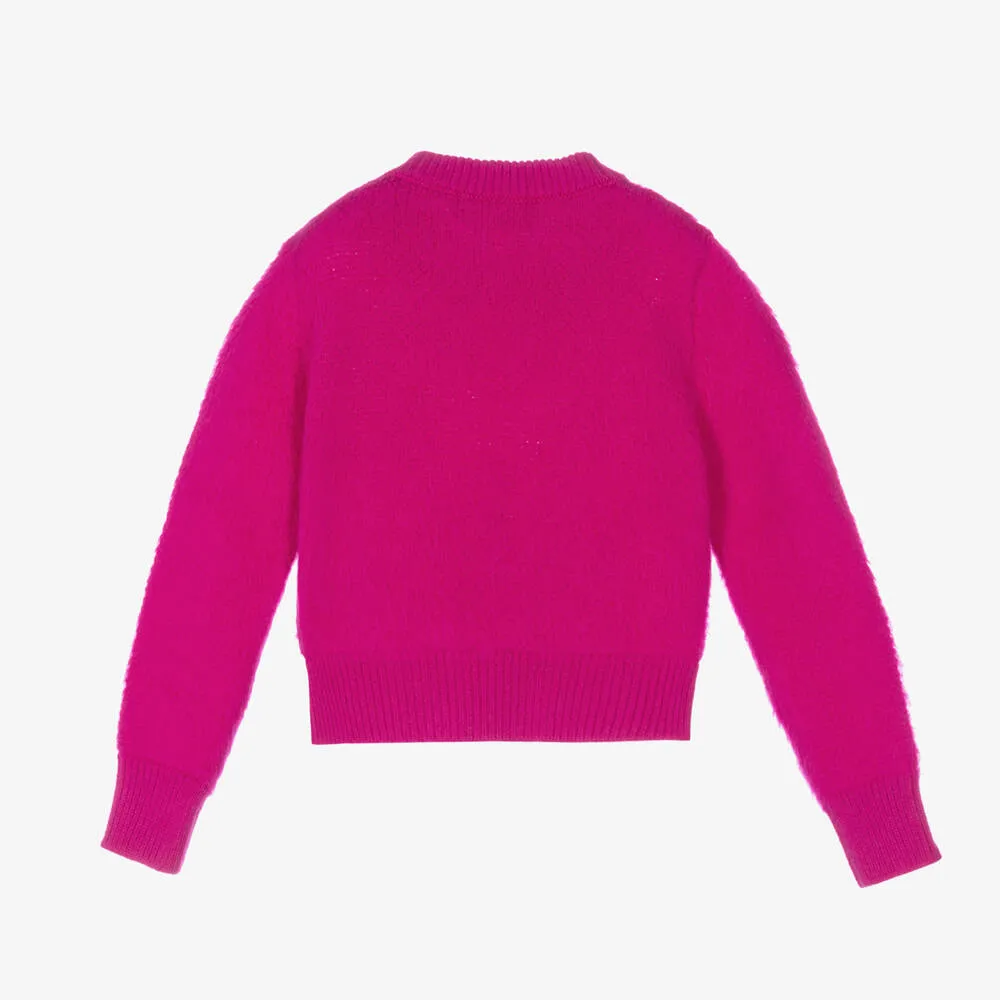 Girls Pink Wool Knit Sweater