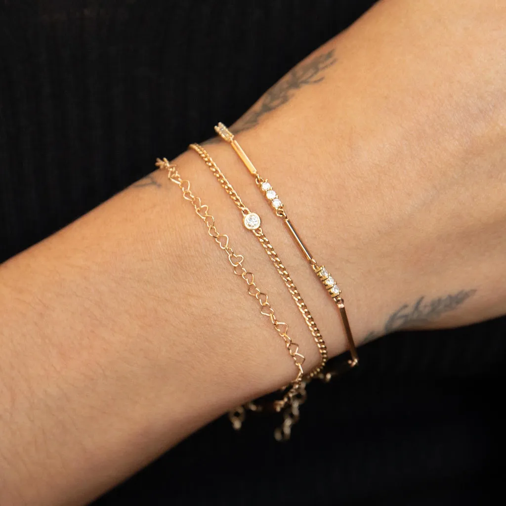 Gold And Diamond Bar Bracelet