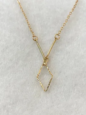 Gold Dimond Cut Charm Necklace