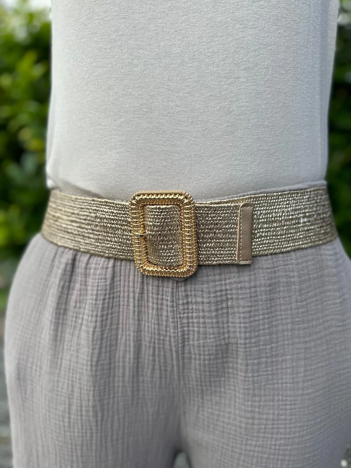 Gold Sparkle Weave Buckle Belt