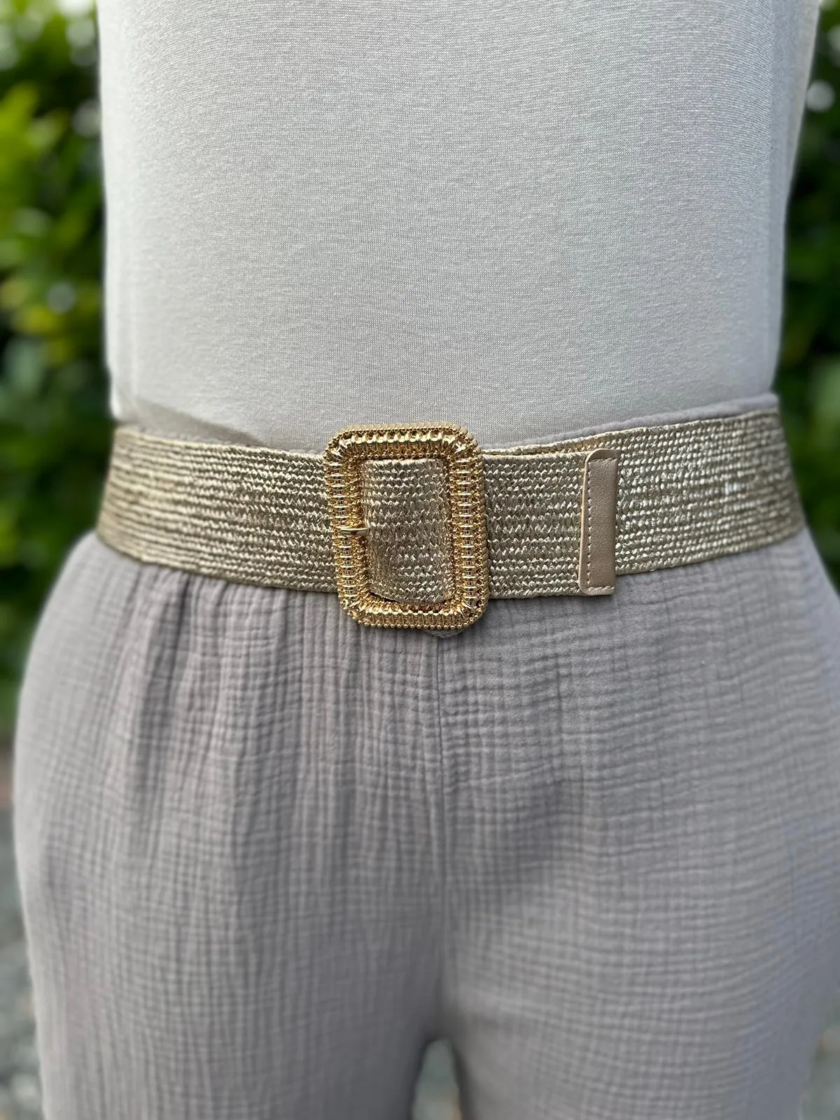 Gold Sparkle Weave Buckle Belt