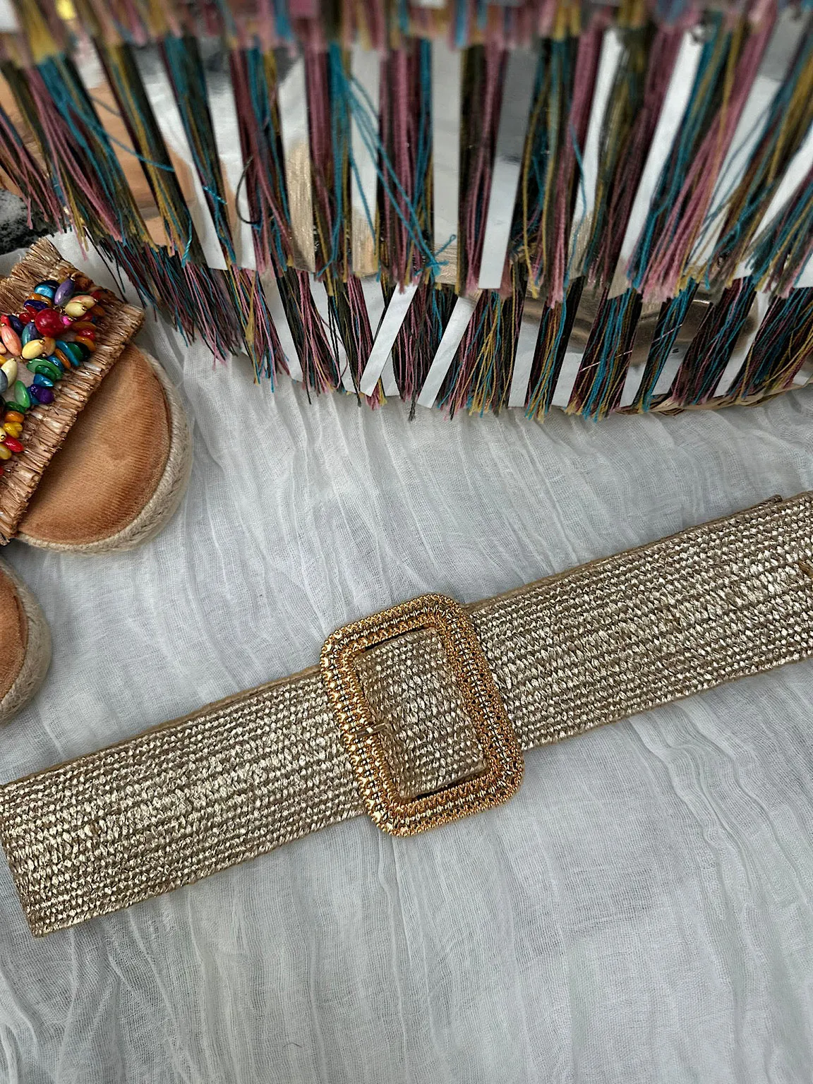 Gold Sparkle Weave Buckle Belt