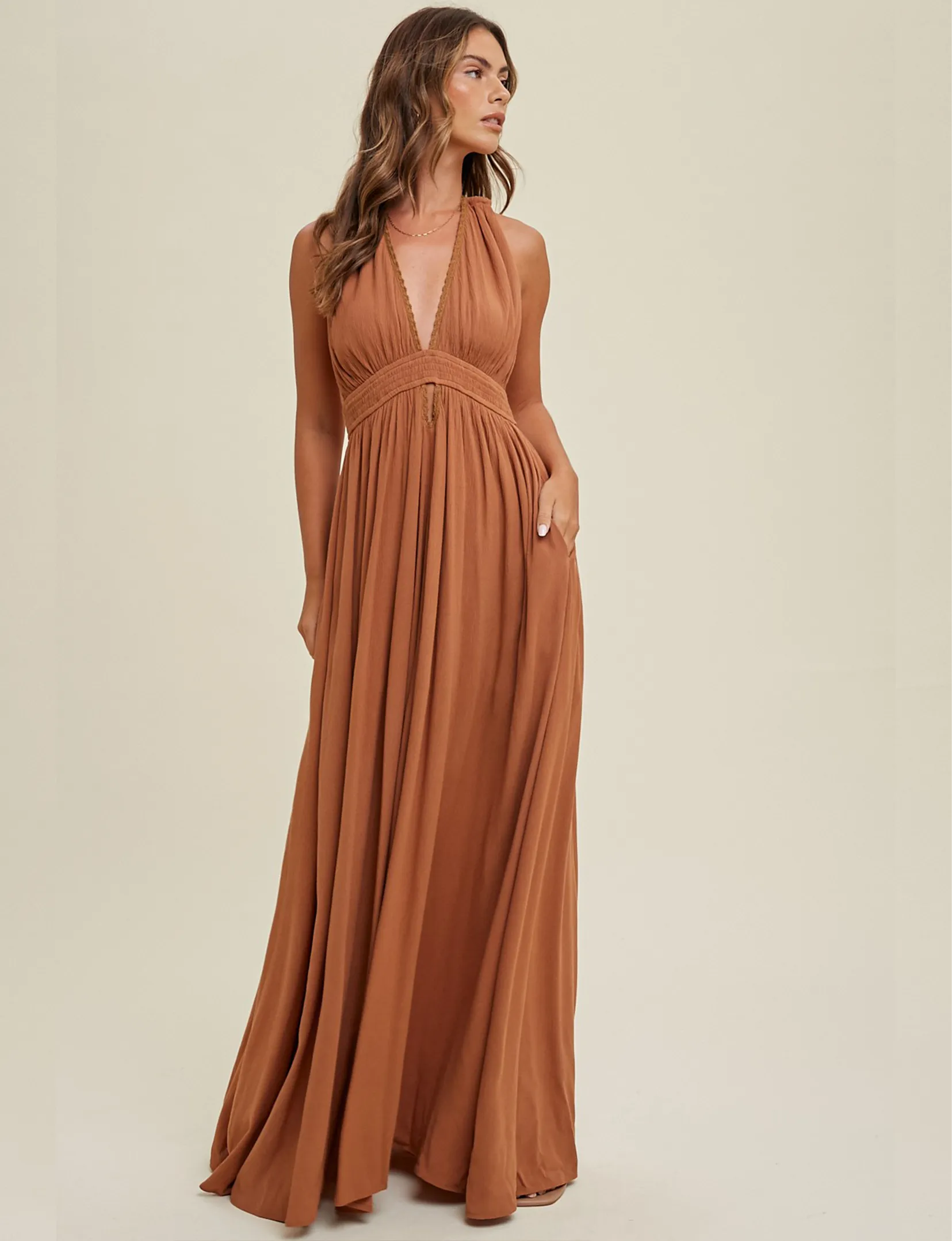 Halter Maxi Dress, Mocha