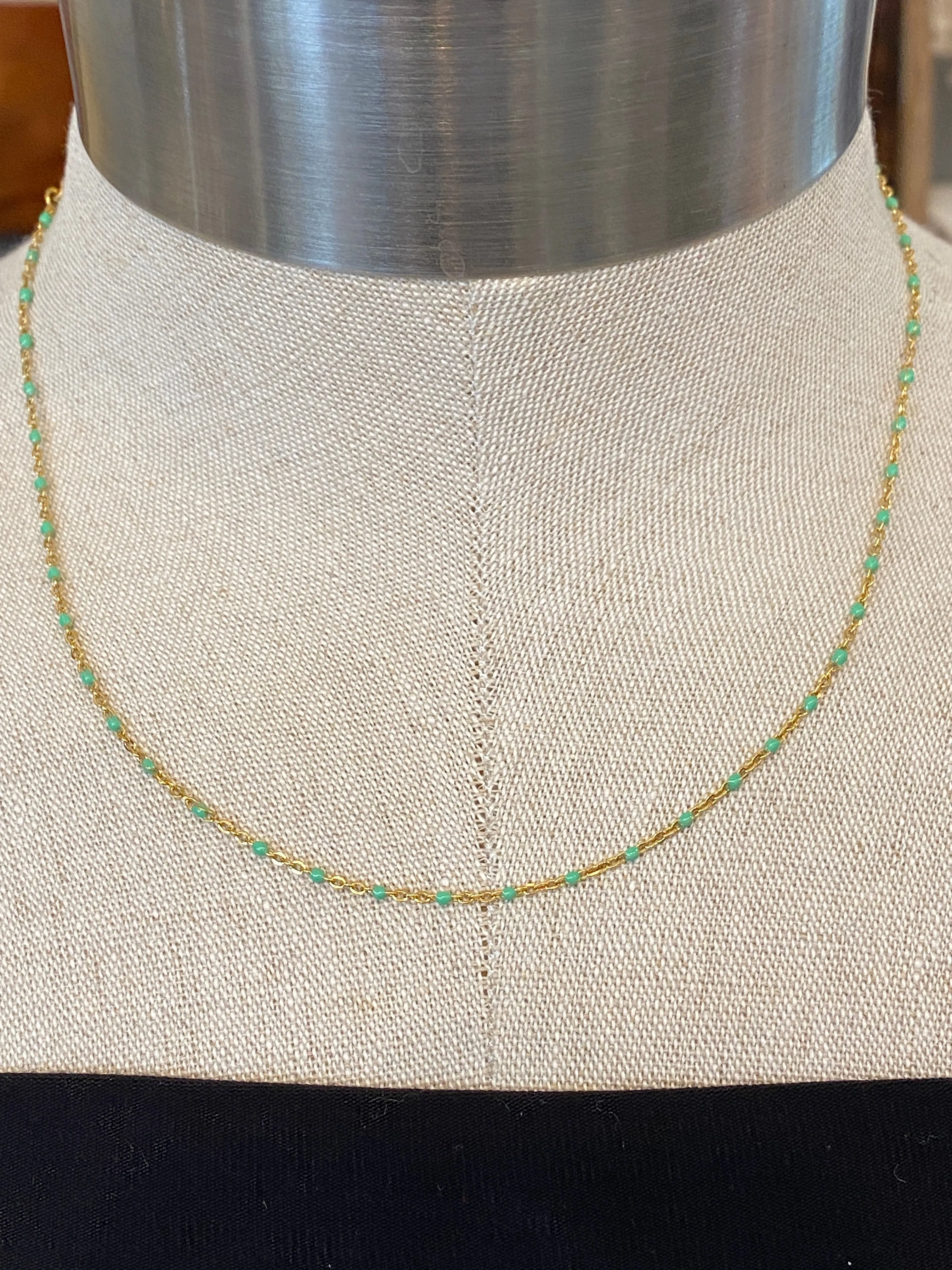 Hand-Wired Dainty Seed Beads Gold Chain Necklace