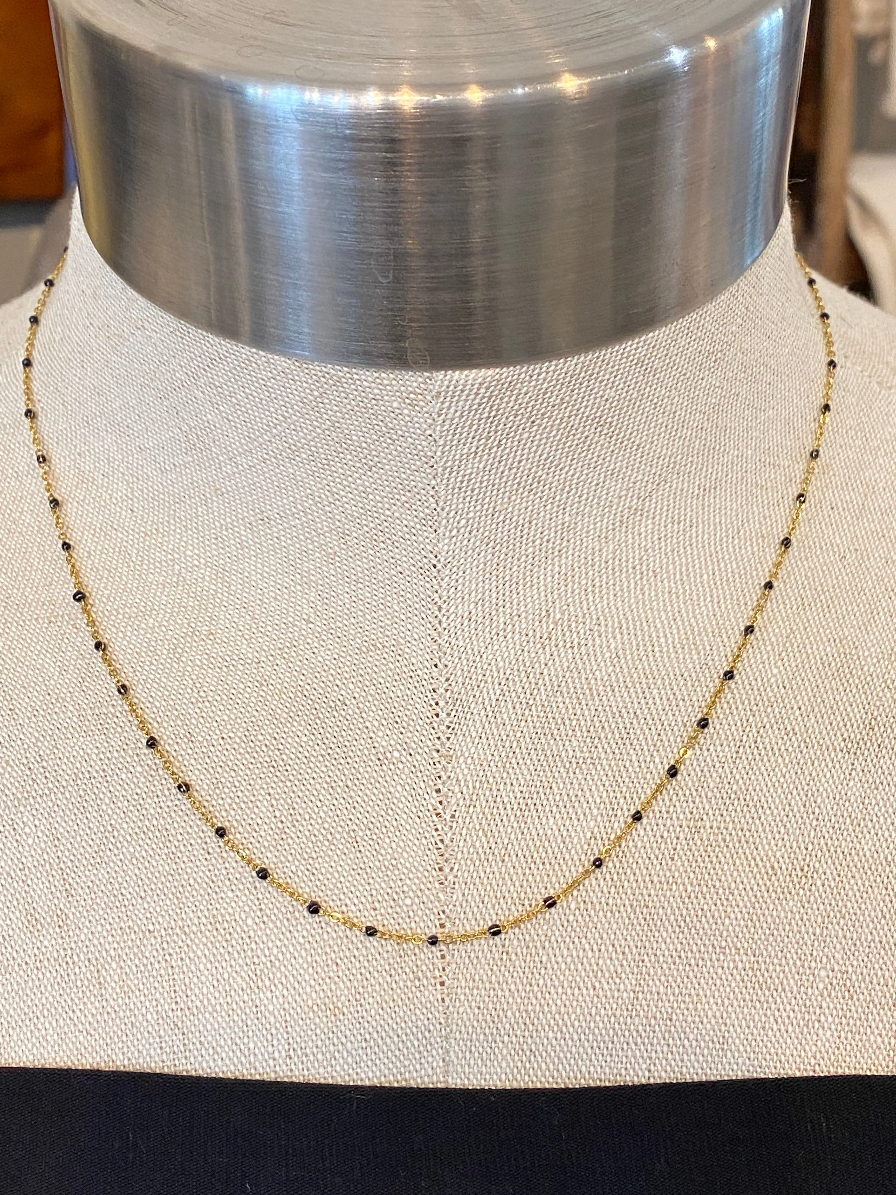 Hand-Wired Dainty Seed Beads Gold Chain Necklace