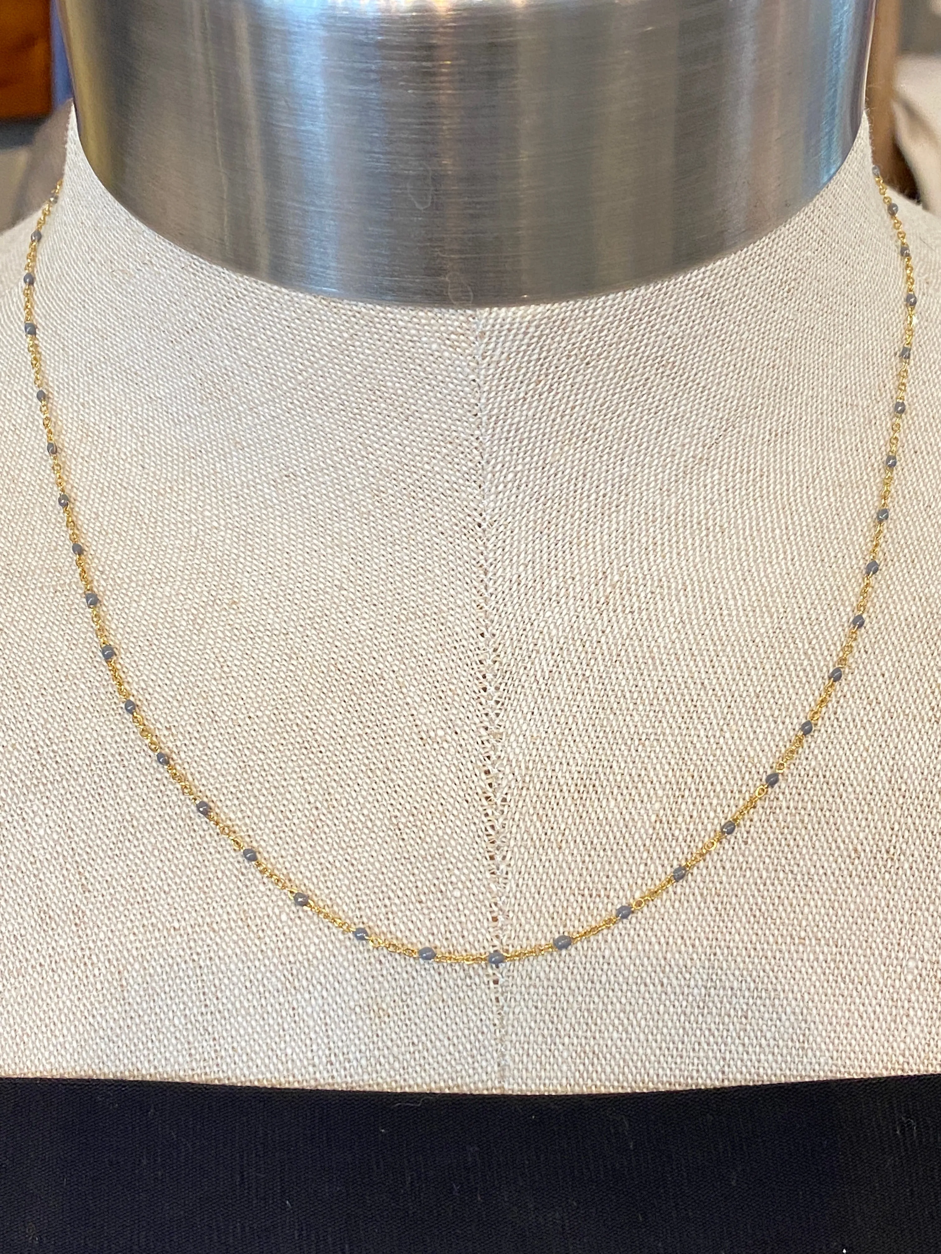 Hand-Wired Dainty Seed Beads Gold Chain Necklace