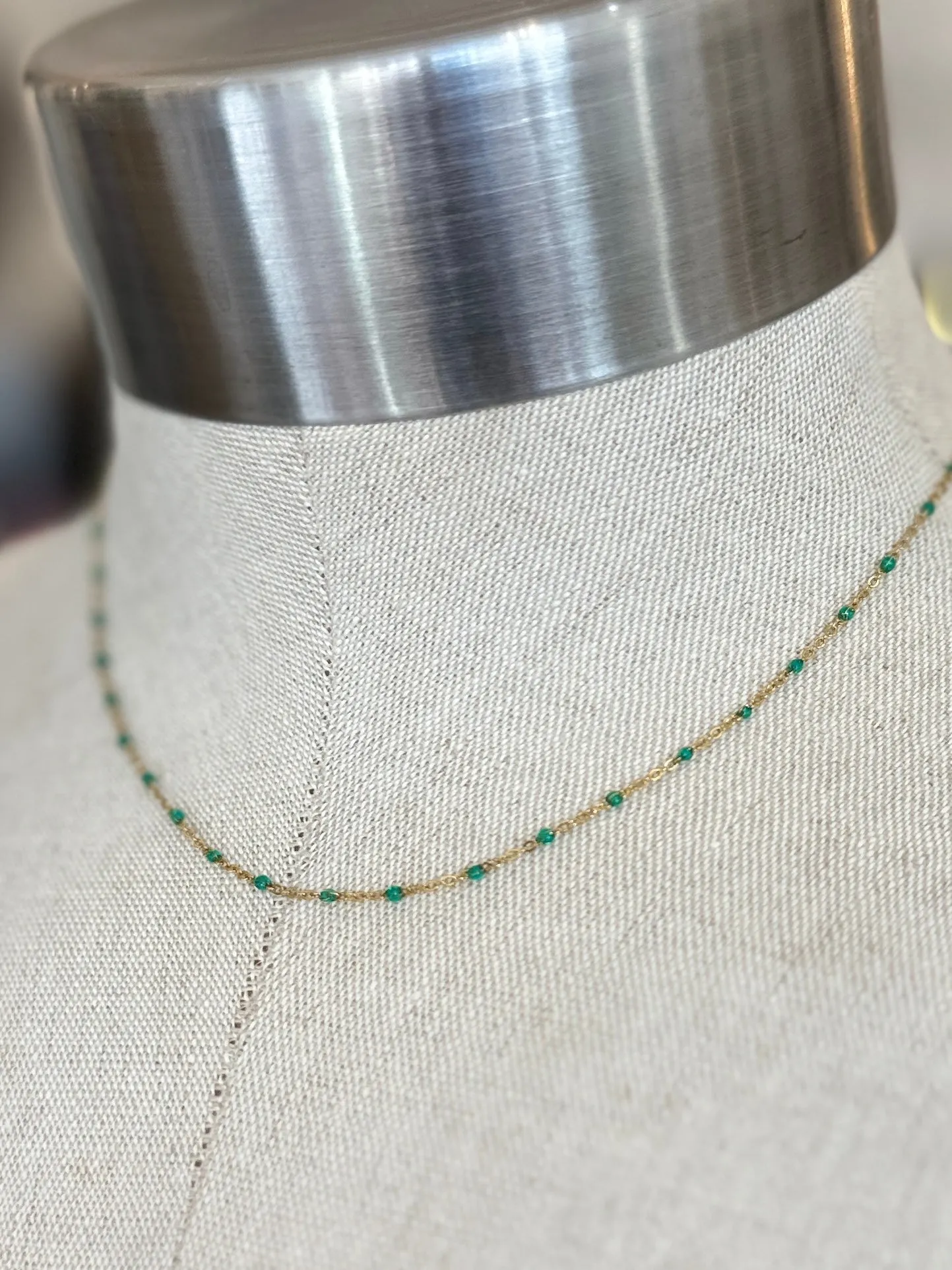 Hand-Wired Dainty Seed Beads Gold Chain Necklace