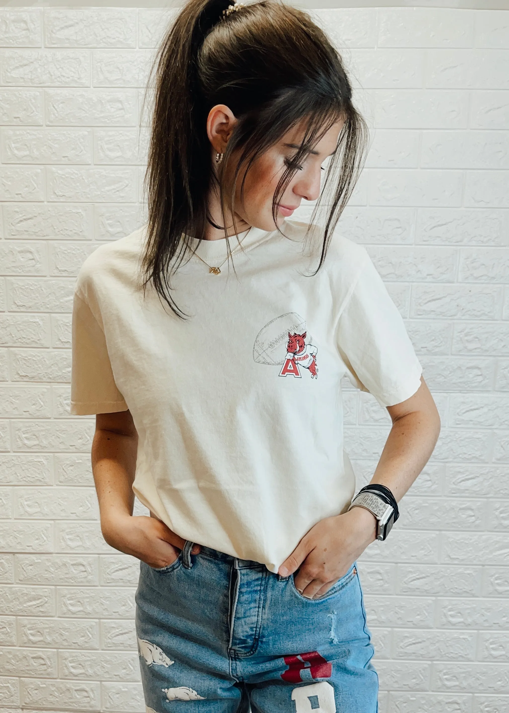 Hogs Football Tee | Ivory