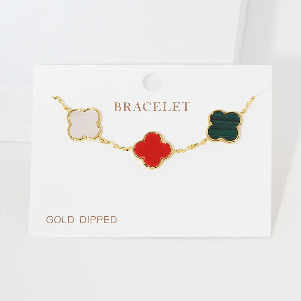 iLLASPARKZ Gold Dipped Quatrefoil Charm Link Bracelet