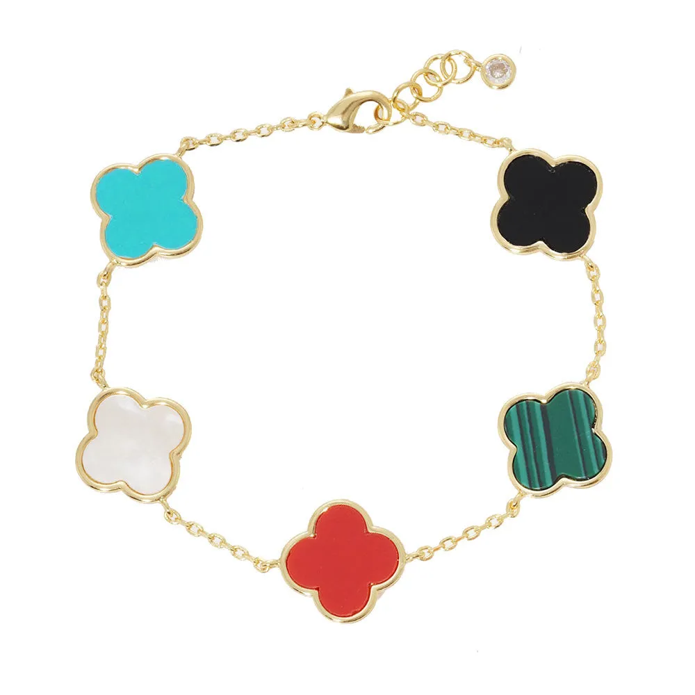 iLLASPARKZ Gold Dipped Quatrefoil Charm Link Bracelet