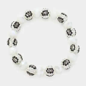 iLLASPARKZ Leopard Pattern Shamballa Ball Faceted Bead Stretch Bracelet