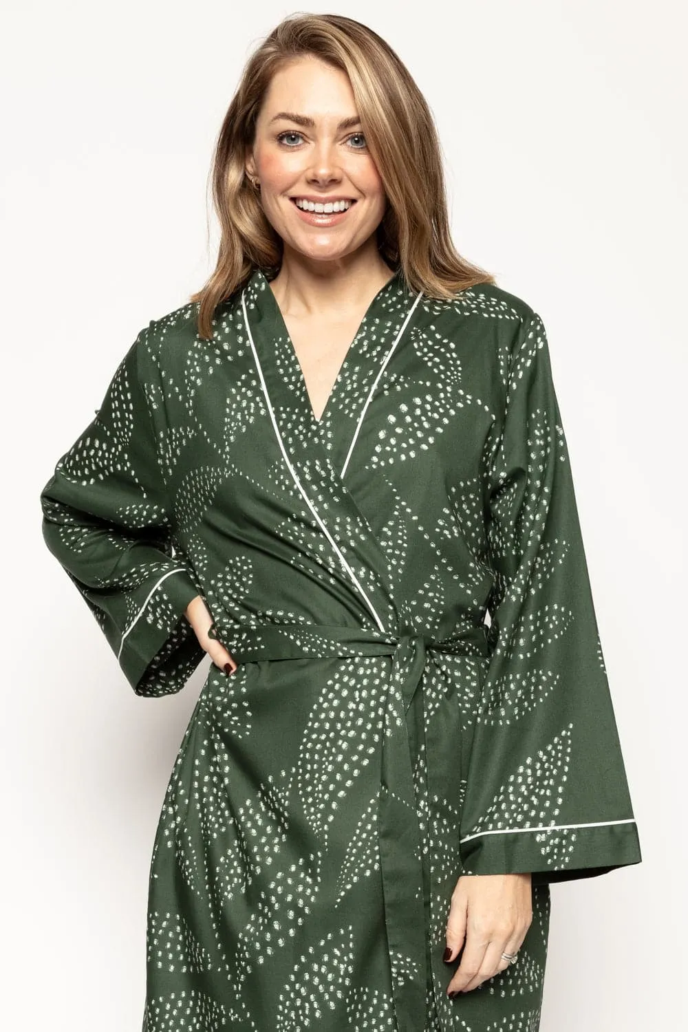 Imogen Leaf Print Long Dressing Gown