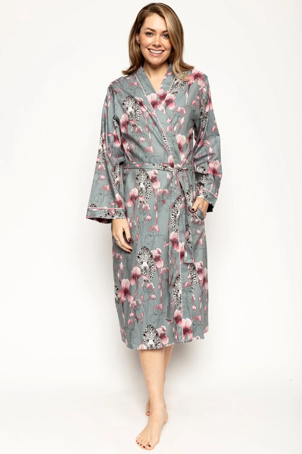 Jessica Leopard Print Long Dressing Gown