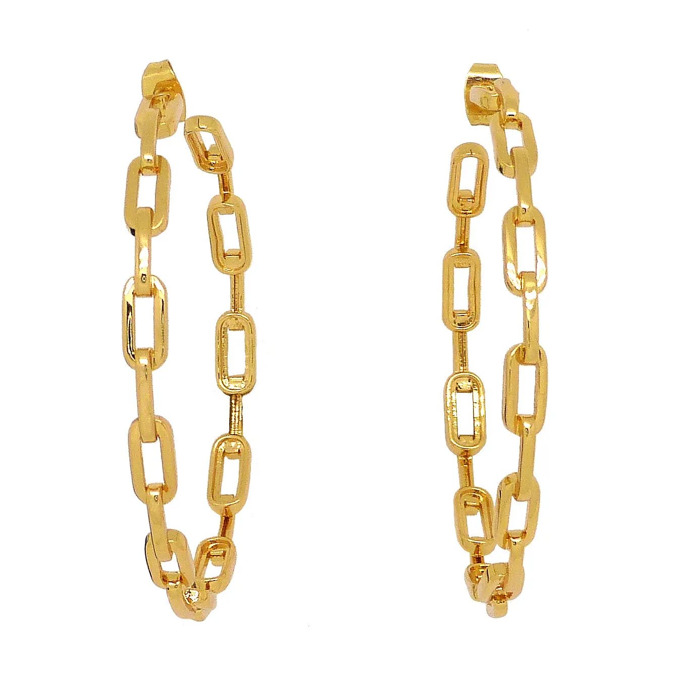 Kaye Link 18K Gold Link Hoop Post Earrings by Sahira