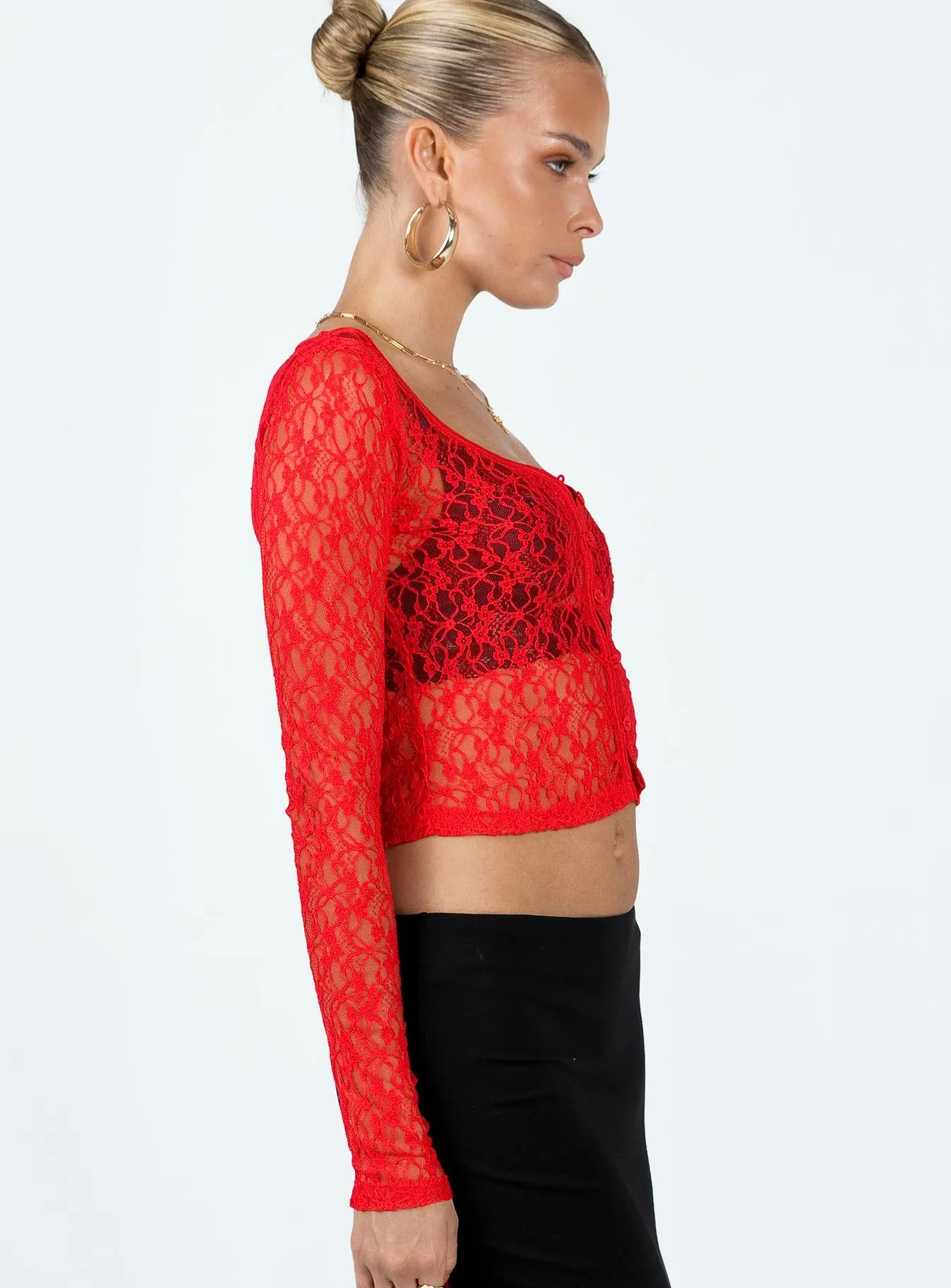 Kenar Long Sleeve Top Red