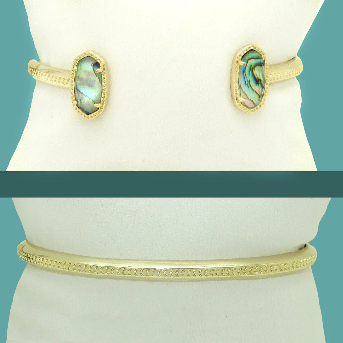 Kendra Scott Gold Elton Pinch Adjustable Cuff Bracelet in Abalone Shell Ret $65