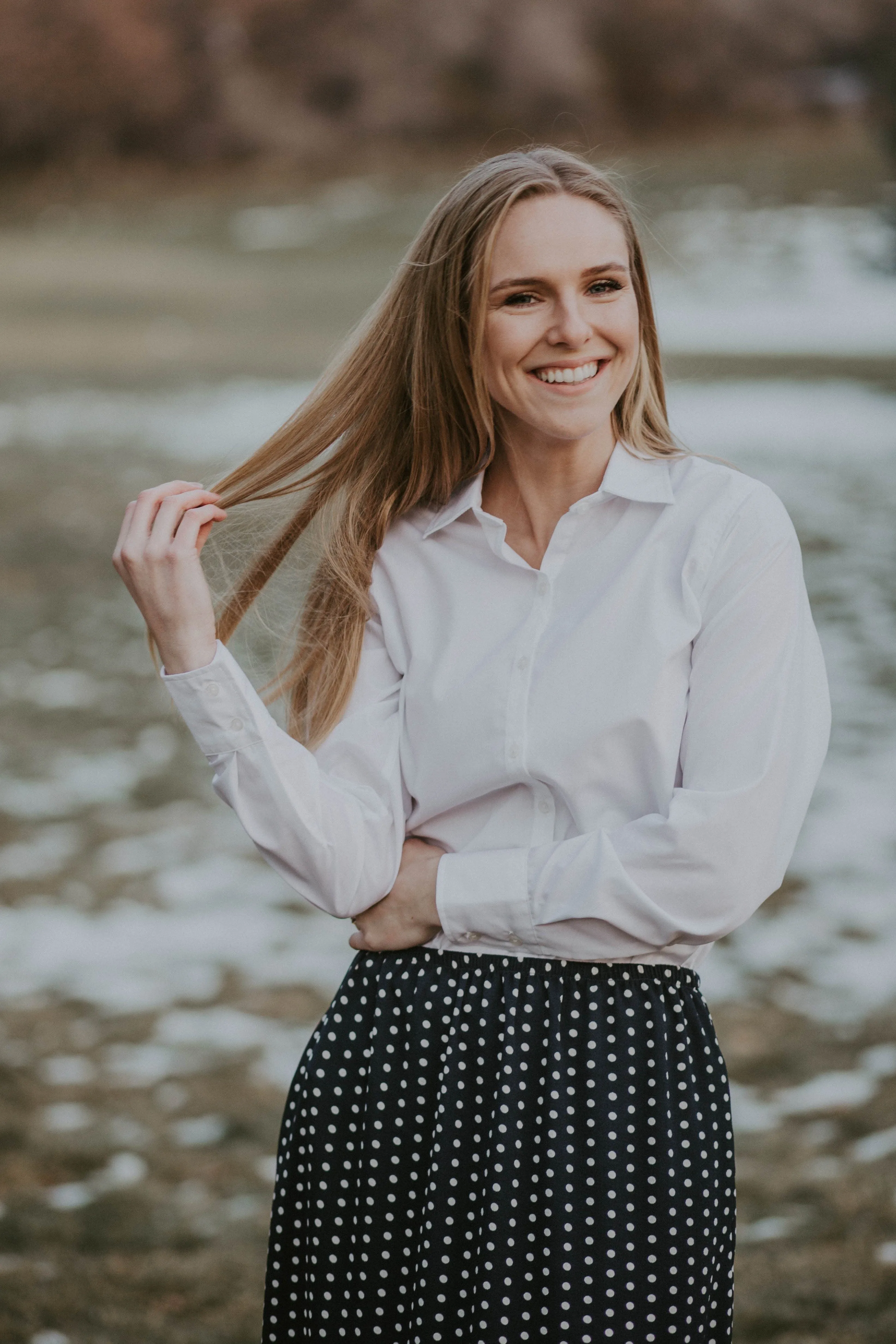 Ladies' Long Sleeve Dress Shirt White