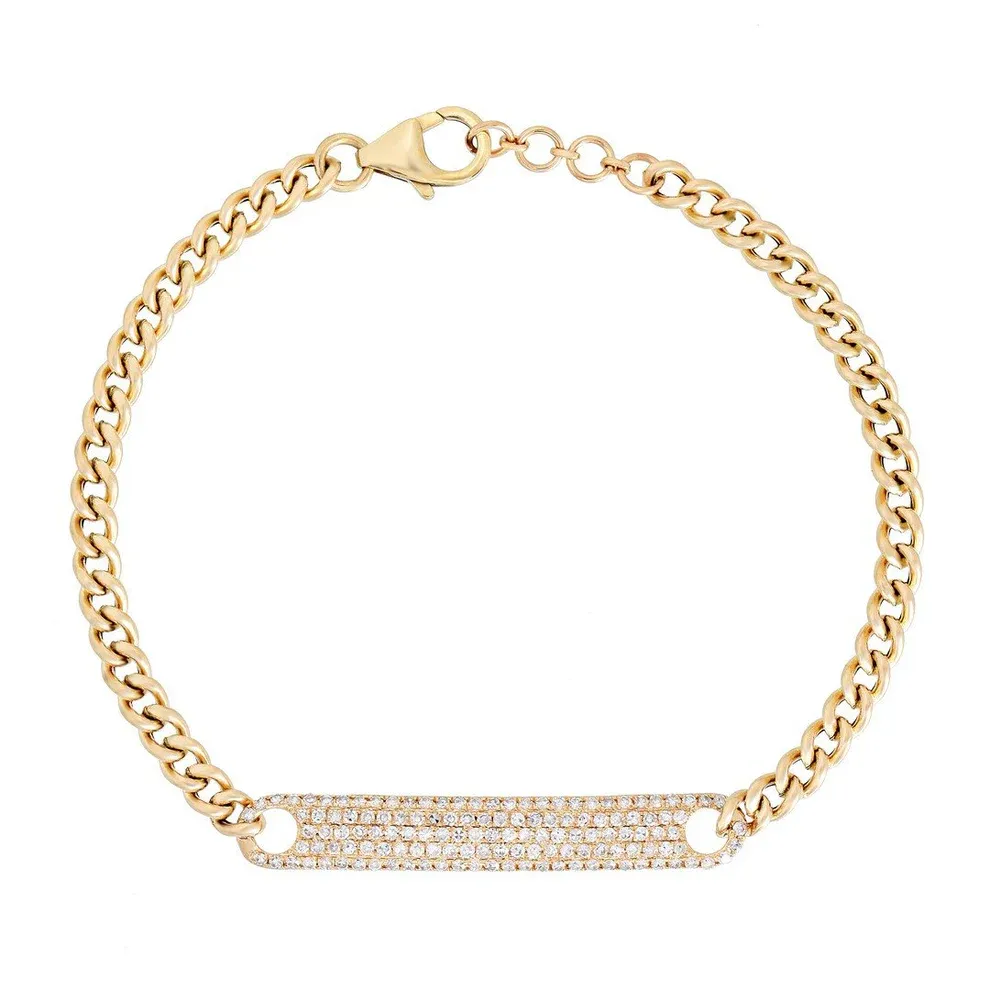 LEAH DIAMOND ID BAR CUBAN LINK BRACELET