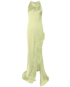 Limon Satin Halter Neck Feather Gown