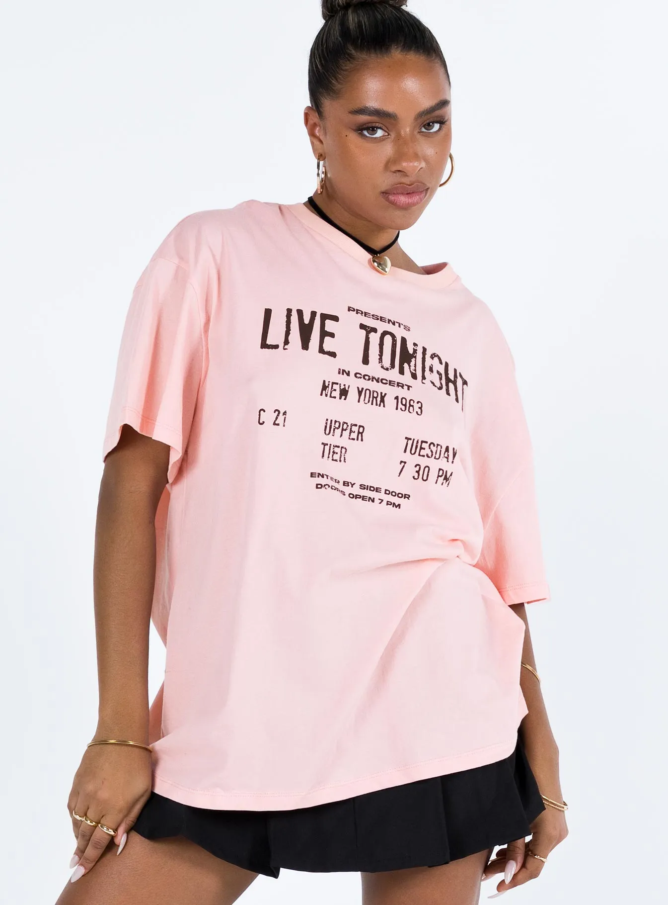 Live Tonight Oversized Tee Pink