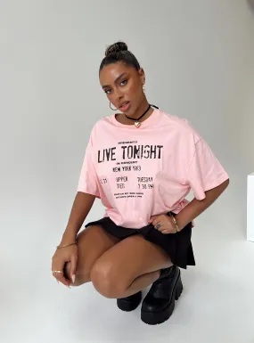 Live Tonight Oversized Tee Pink