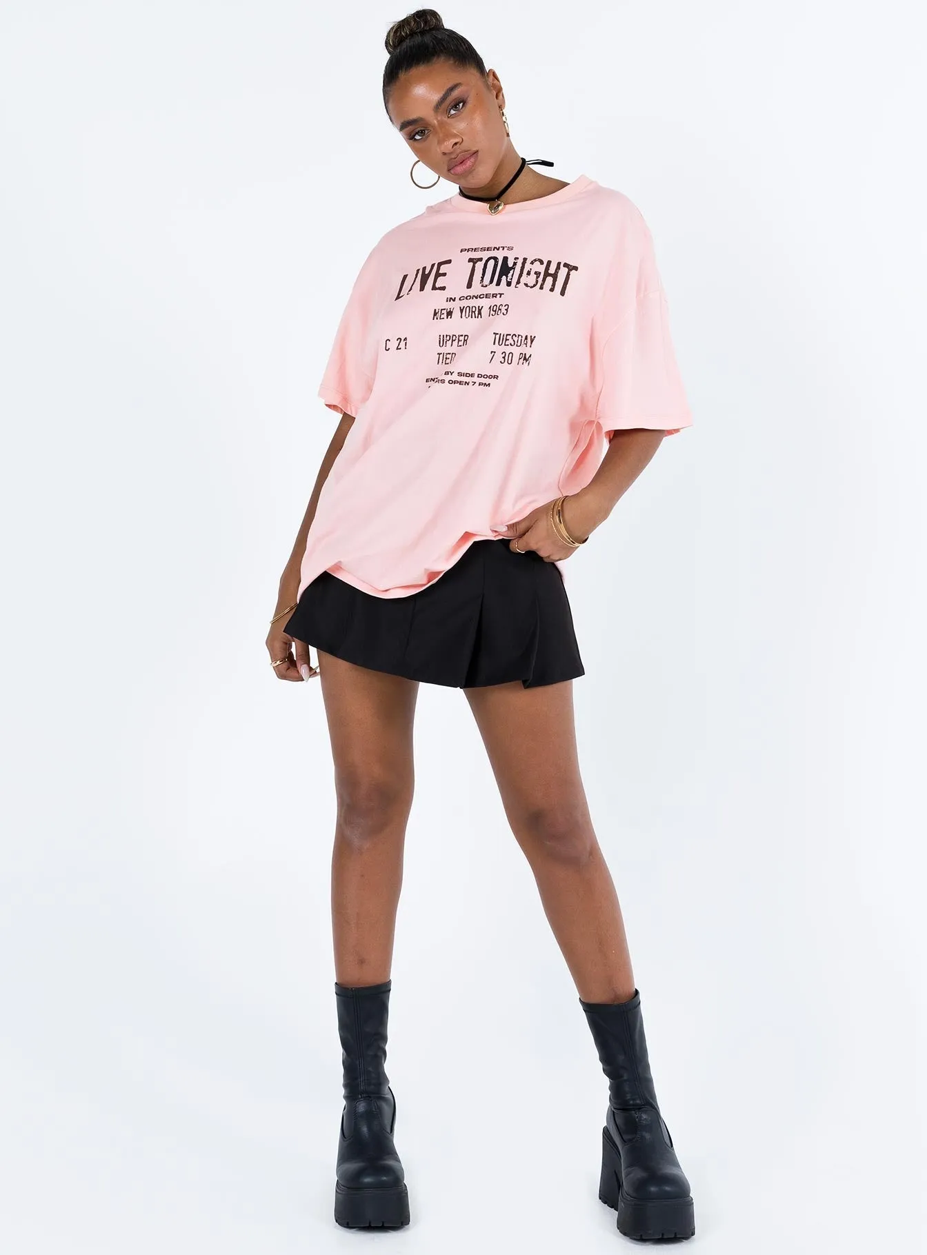 Live Tonight Oversized Tee Pink