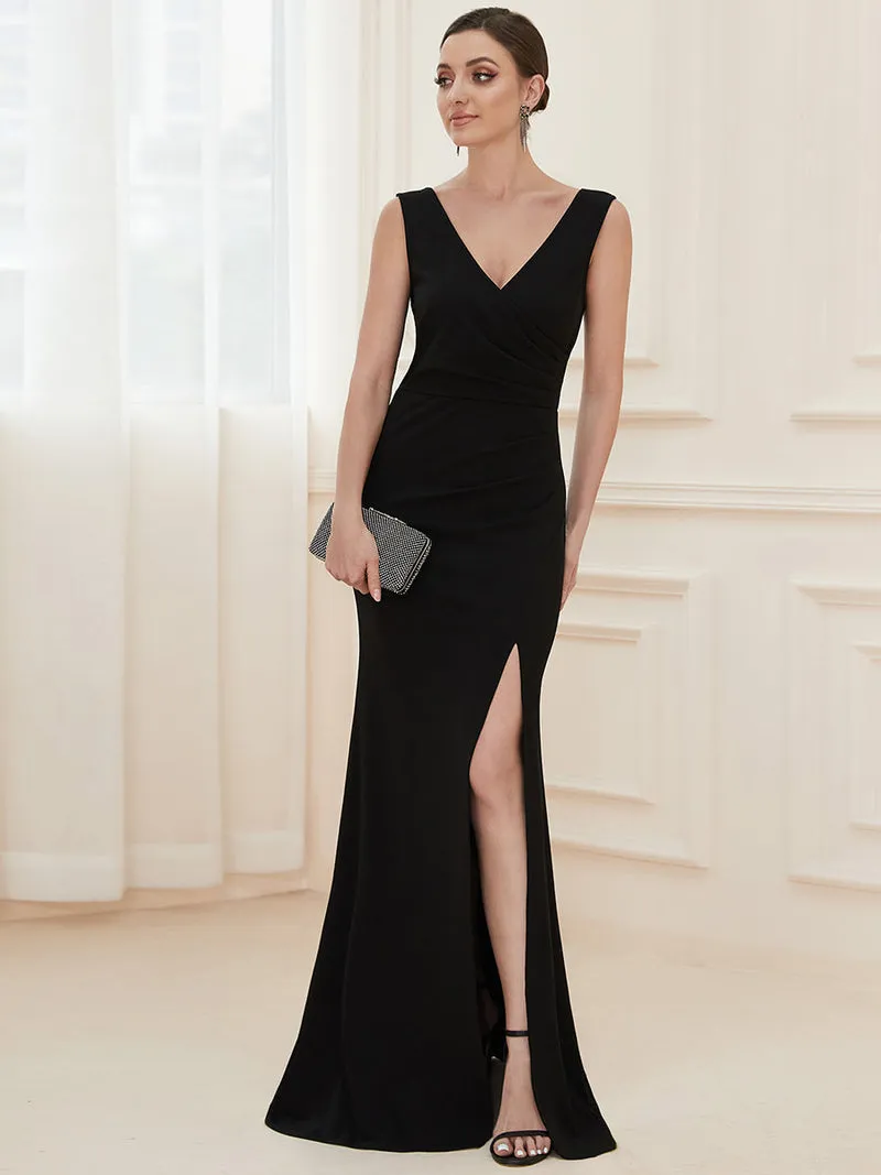 Long Short Sleeve Black Gown  AE00007BK1L