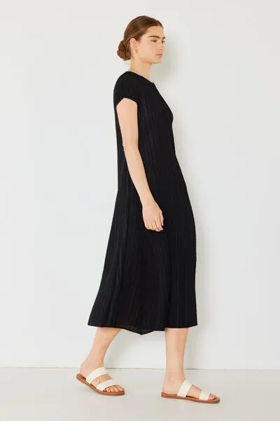 Marina West Swim Pleated Cap Sleeve A-Line Dress