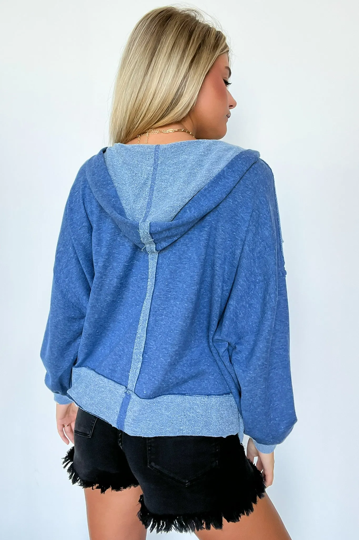 Marleigh Contrast Trim Relaxed Hooded Pullover - BACK IN STOCK