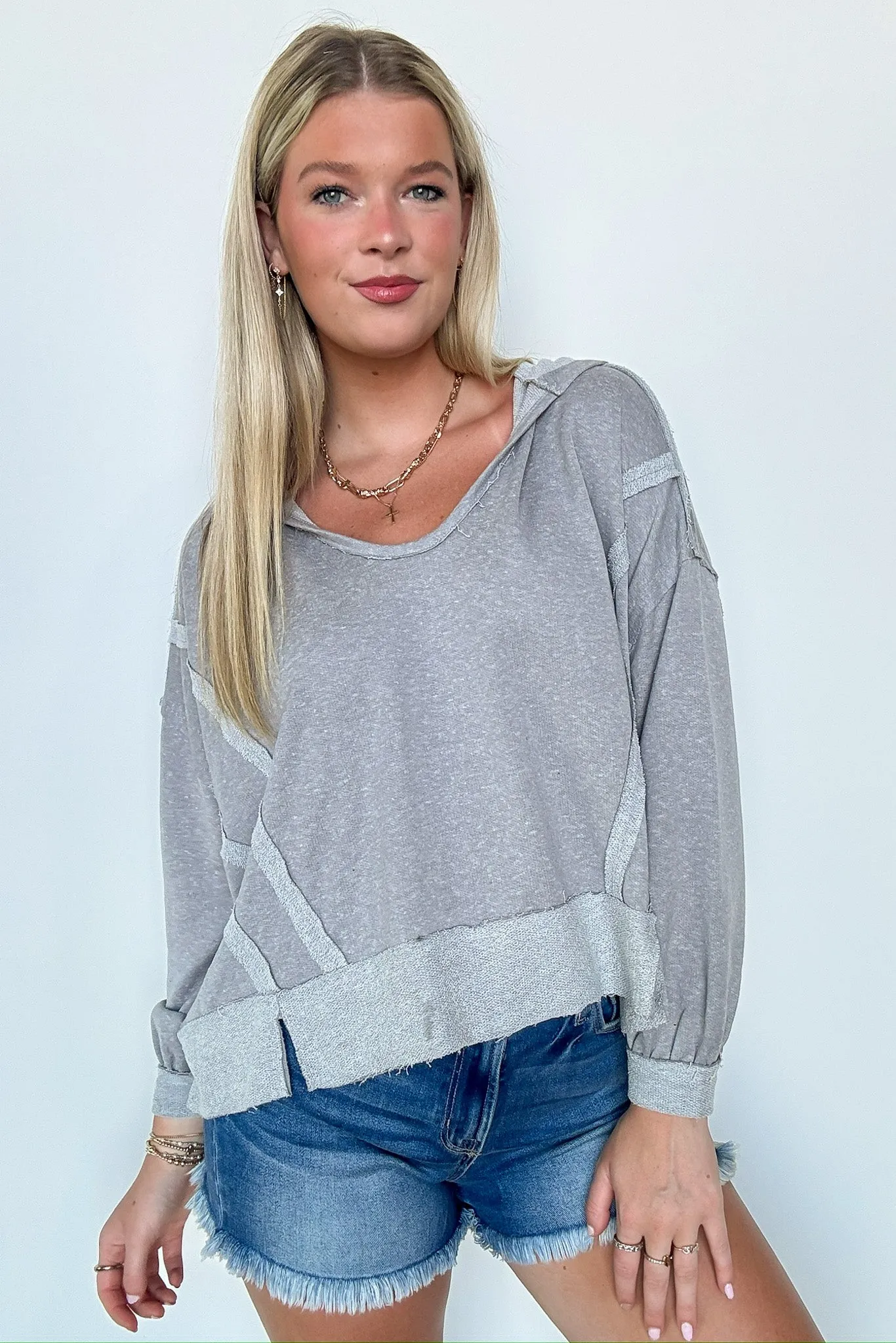 Marleigh Contrast Trim Relaxed Hooded Pullover - BACK IN STOCK