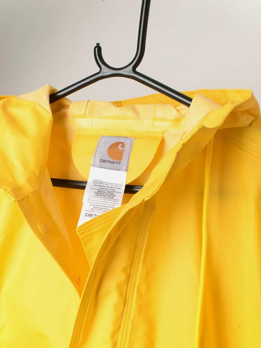 Mens Carhartt hooded rain jacket in canary yellow – XL