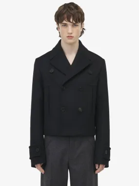 Men's Wool Felt Peacoat in Black